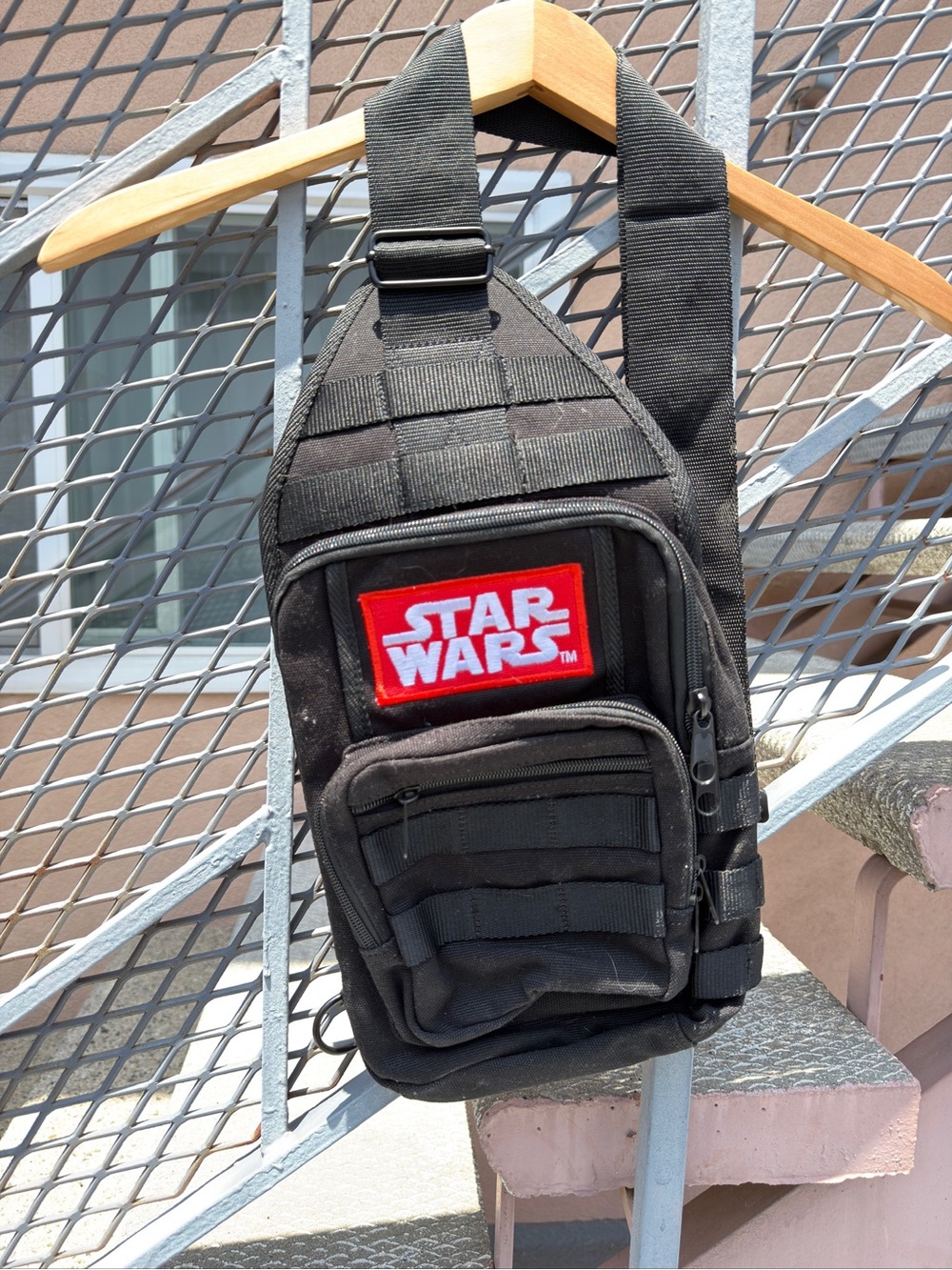 Star Wars Black Sling Bag with Red Logo Patch